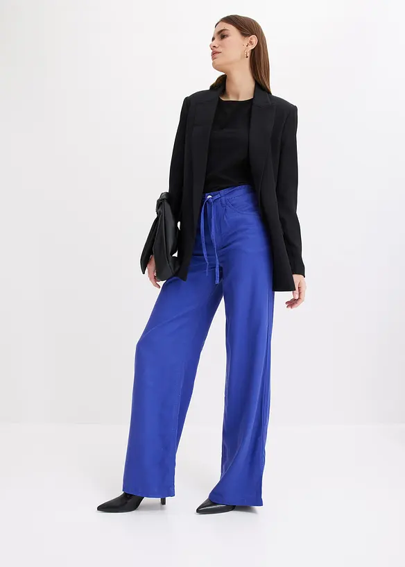 Pantaloni in lyocell con pinces e laccetto da annodare in vita, bonprix