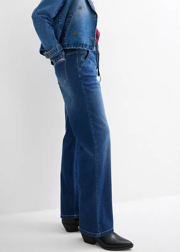 Jeans straight con cinta comoda, vita alta, bonprix