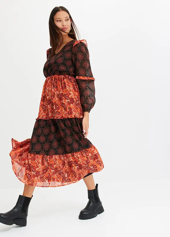 Abito midi in chiffon, bonprix