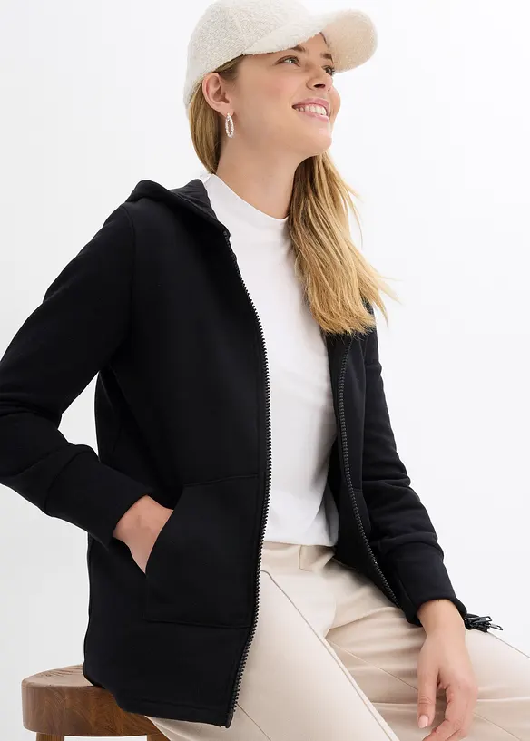 Felpa aperta in morbido misto cotone, bonprix