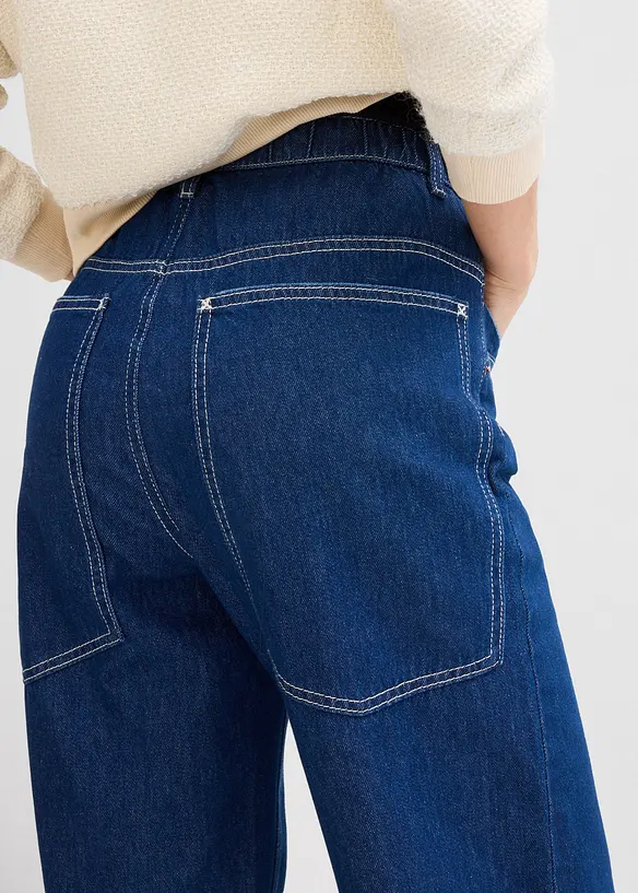 Jeans wide leg lunghi con cinta comoda, vita media, bonprix