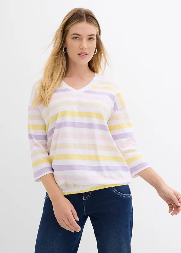 Maglia in cotone fiammato bio con maniche a 3/4, bonprix