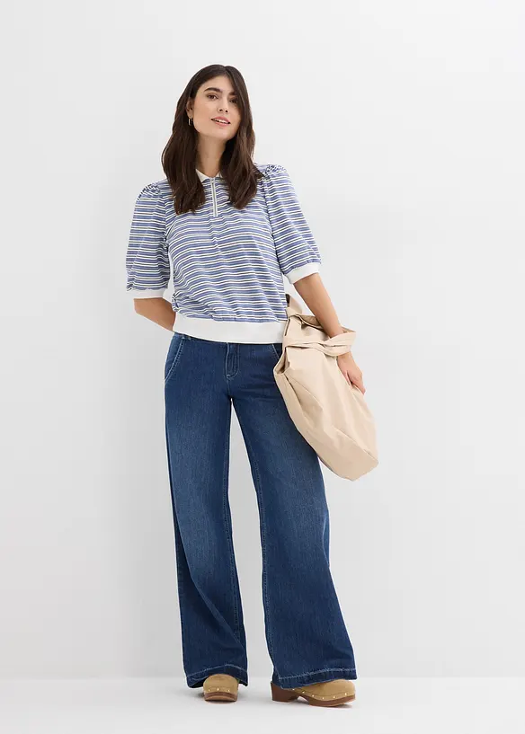 Jeans wide leg super soft, vita alta, bonprix