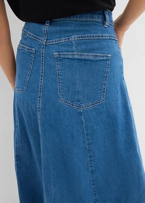 Gonna midi di jeans, vita alta, bonprix