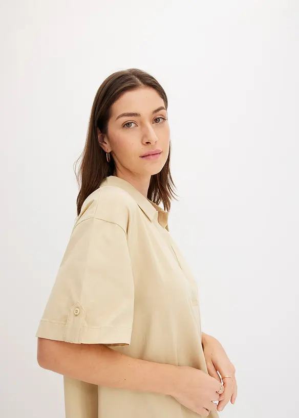 Abito chemisier in misto cotone elasticizzato, bonprix