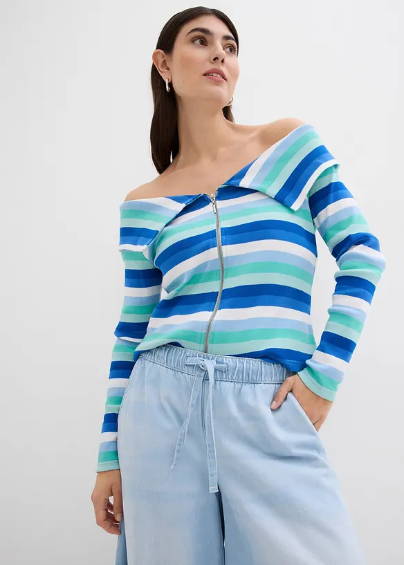 Jeans wide leg con cinta comoda, vita media, bonprix