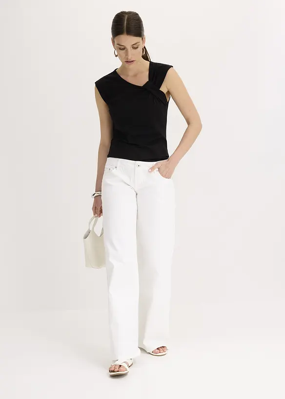 Maglia con dettaglio attorcigliato in misto cotone elasticizzato, bonprix