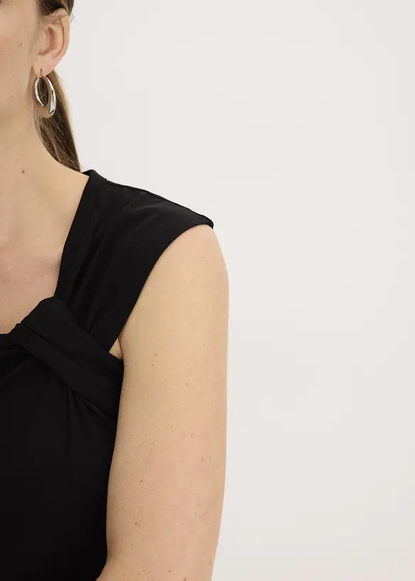 Maglia con dettaglio attorcigliato in misto cotone elasticizzato, bonprix