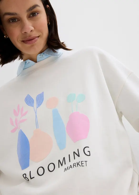 Felpa oversize in misto cotone, bonprix