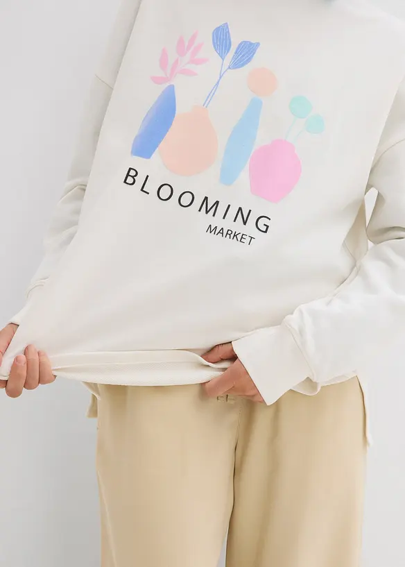 Felpa oversize in misto cotone, bonprix