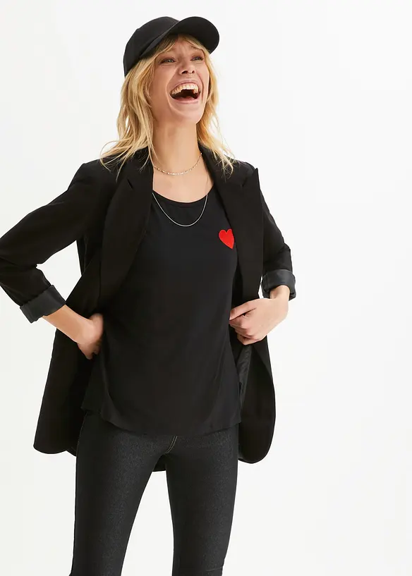 Maglia con fondo asimmetrico in misto viscosa fluente, bonprix