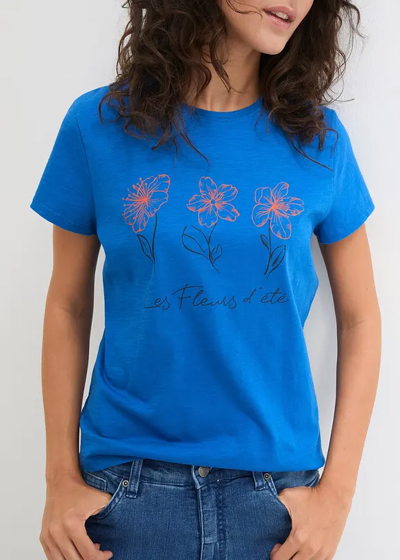 T-shirt basic con stampa (pacco da 2), bonprix