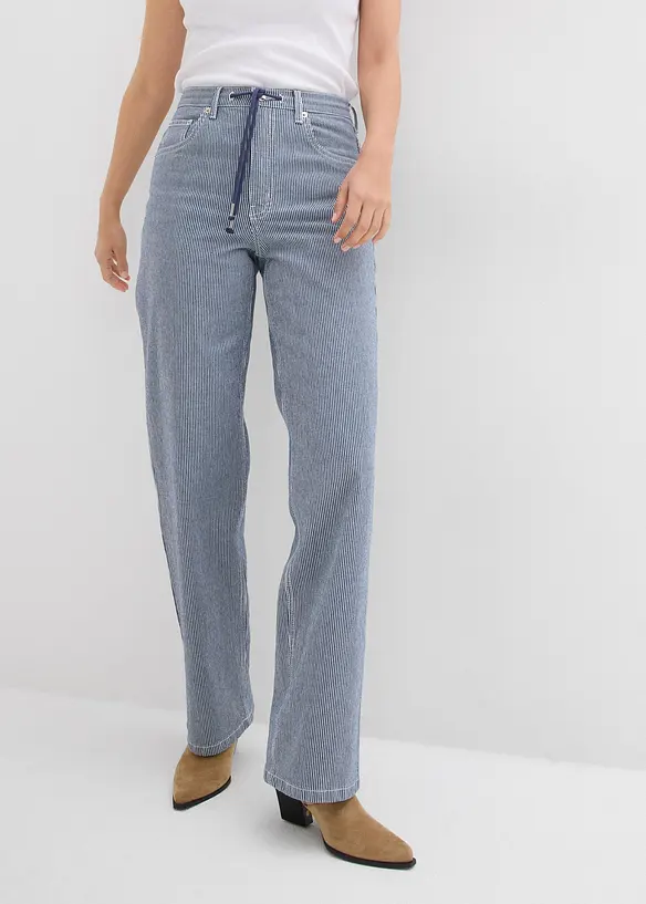 Jeans straight loose a righe, vita alta, bonprix