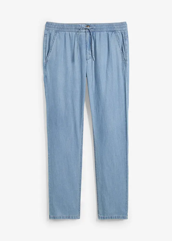 Jeans con lino ed elastico in vita regular fit, straight, bonprix
