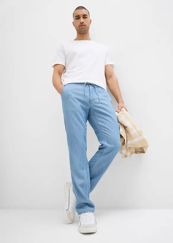 Jeans con lino ed elastico in vita regular fit, straight, bonprix