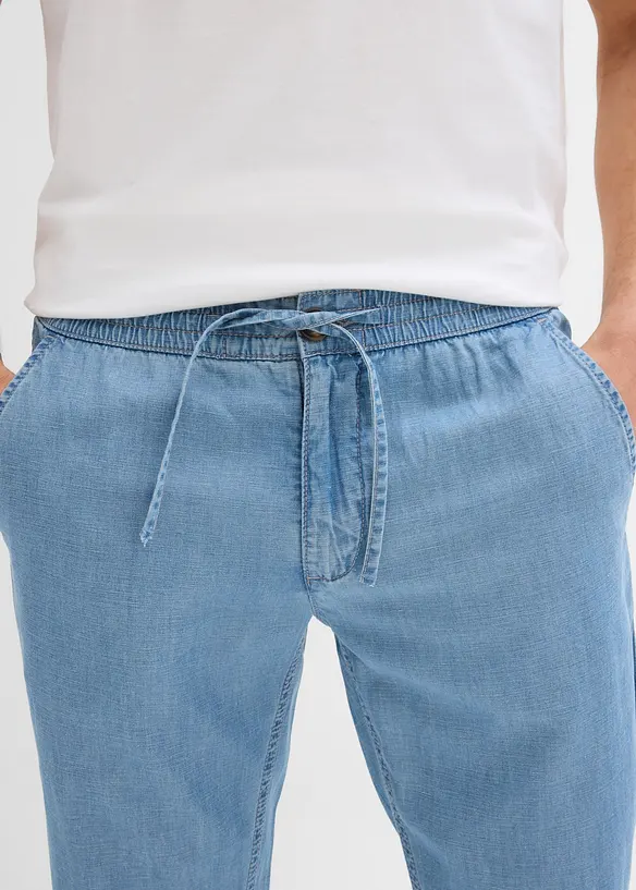 Jeans con lino ed elastico in vita regular fit, straight, bonprix