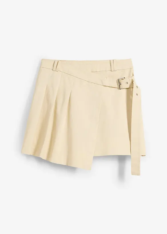 Gonna a pieghe in misto cotone elasticizzato, bonprix
