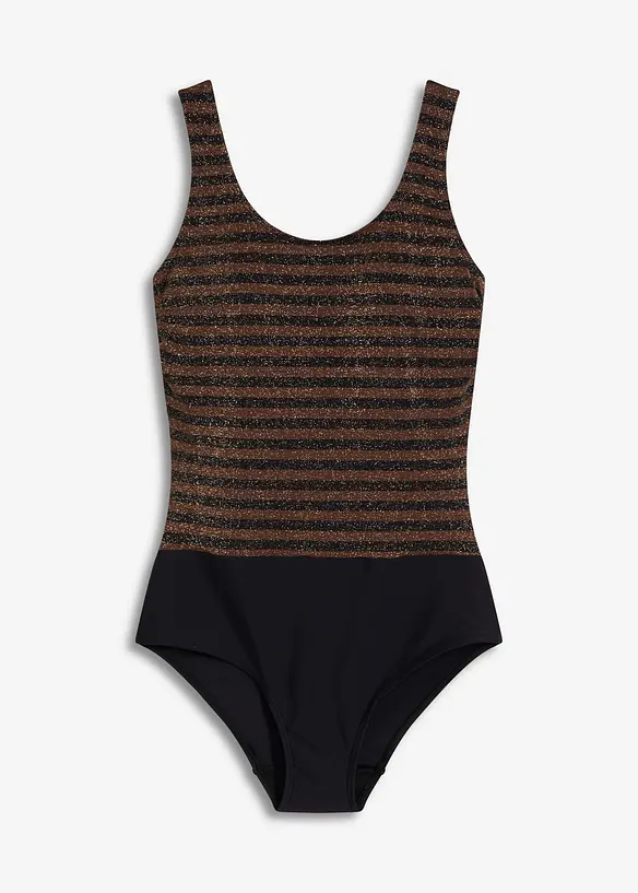 Costume intero glitterato con effetto modellante medio, bonprix