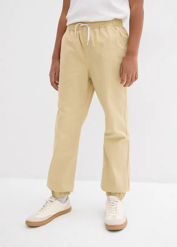 Pantaloni con elastico in vita in puro cotone, regular fit (pacco da 2), bonprix
