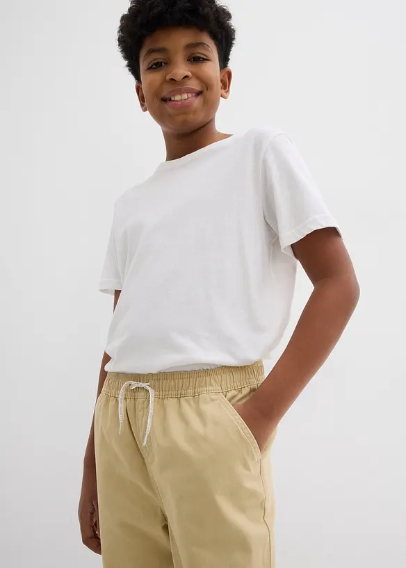 Pantaloni con elastico in vita in puro cotone, regular fit (pacco da 2), bonprix
