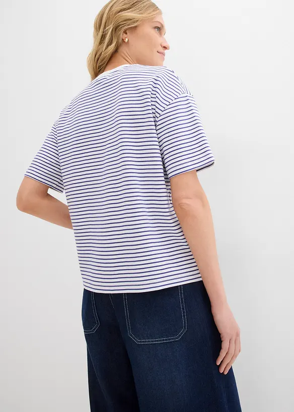 T-shirt a righe con ricamo, bonprix