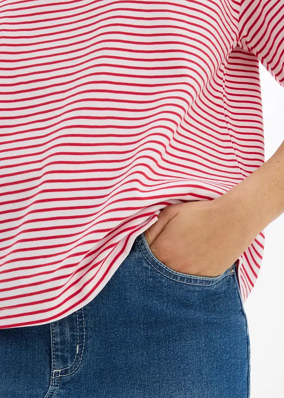 T-shirt a righe con ricamo, bonprix