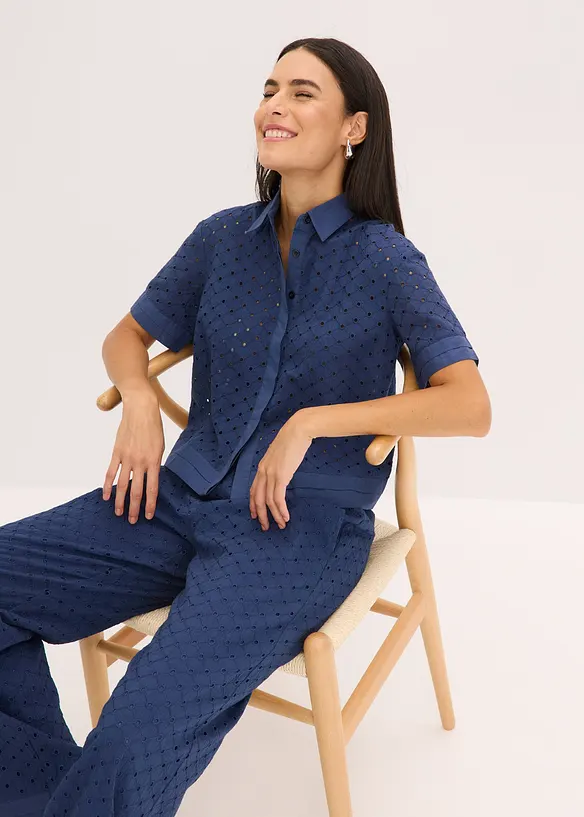 Camicetta con ricami traforati, bonprix