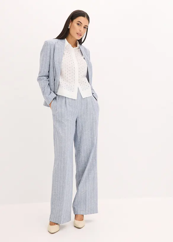 Pantaloni con pinces in misto lino, bonprix
