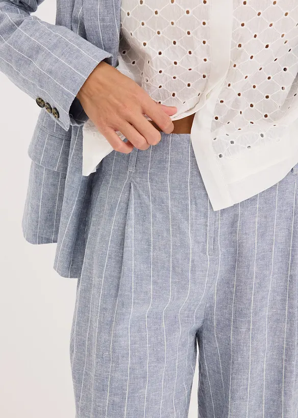 Pantaloni con pinces in misto lino, bonprix
