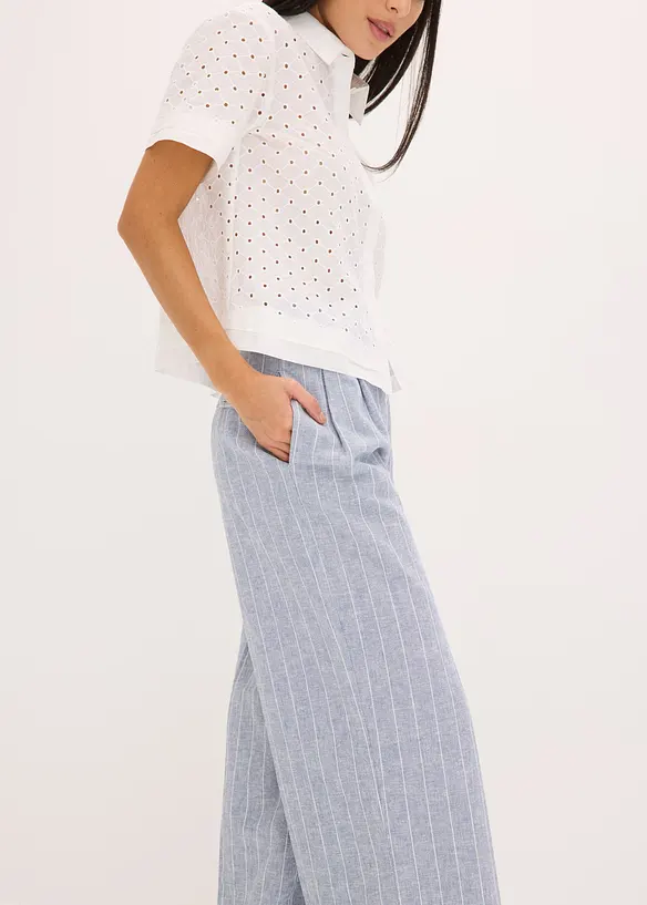 Pantaloni con pinces in misto lino, bonprix