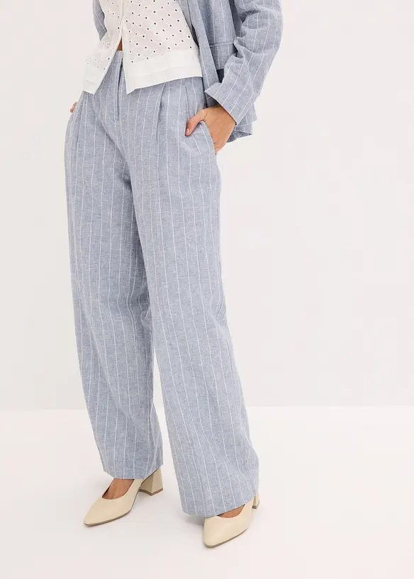 Pantaloni con pinces in misto lino, bonprix
