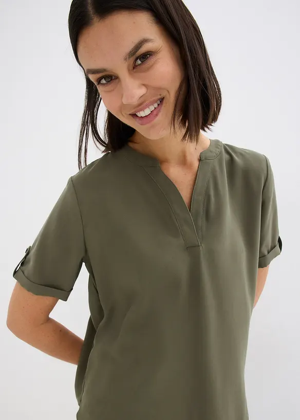 Blusa in misto viscosa fluente con maniche corte, bonprix