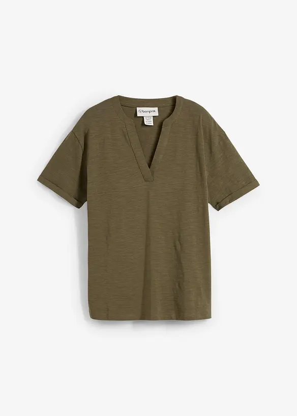T-shirt con scollo a tunica in puro cotone biologico, bonprix