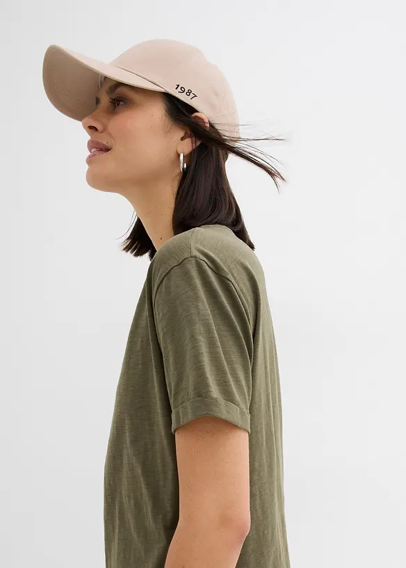 T-shirt con scollo a tunica in puro cotone biologico, bonprix