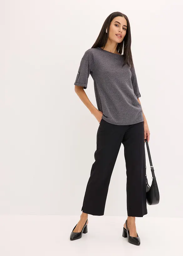 Maglia con viscosa glitterata e stampa lucida, bonprix