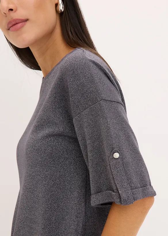 Maglia con viscosa glitterata e stampa lucida, bonprix