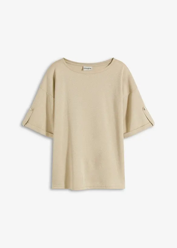 Maglia con viscosa glitterata e stampa lucida, bonprix
