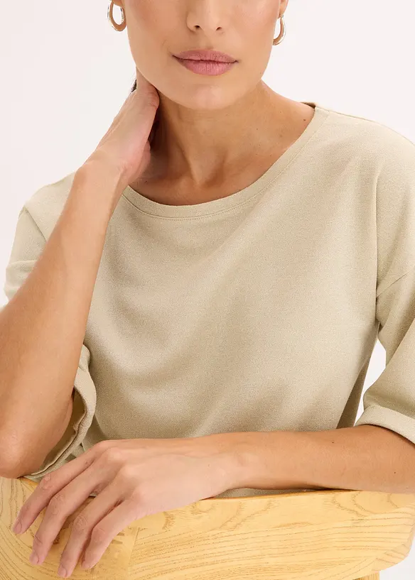 Maglia con viscosa glitterata e stampa lucida, bonprix