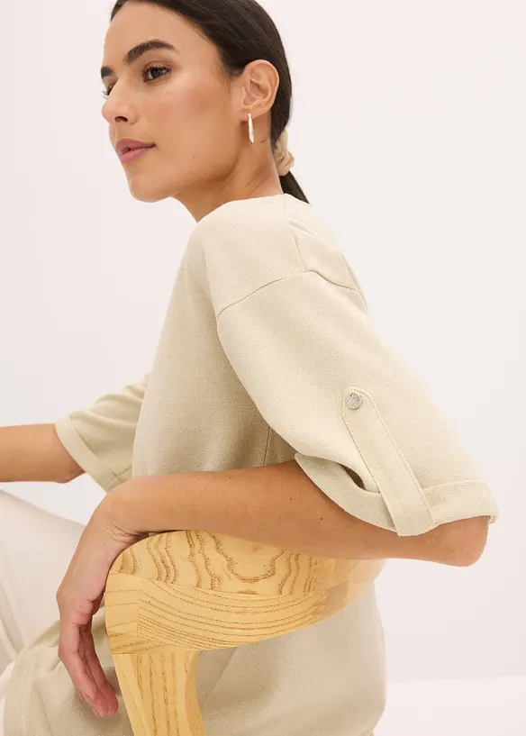Maglia con viscosa glitterata e stampa lucida, bonprix