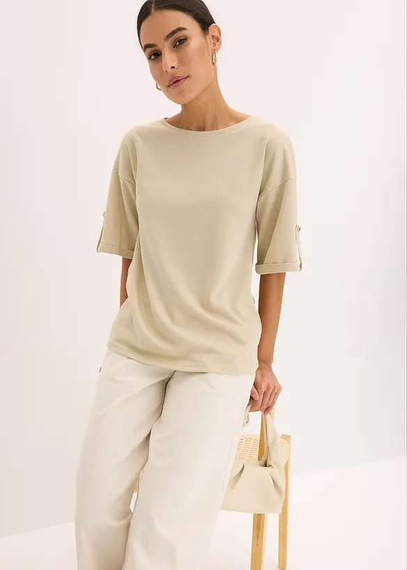 Maglia con viscosa glitterata e stampa lucida, bonprix