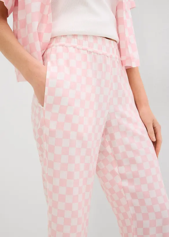 Pantaloni a palazzo a quadri in viscosa fluente, bonprix