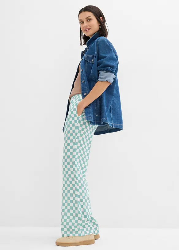Pantaloni a palazzo a quadri in viscosa fluente, bonprix