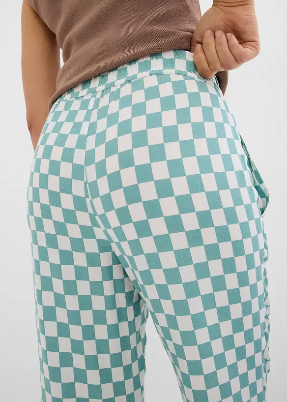 Pantaloni a palazzo a quadri in viscosa fluente, bonprix