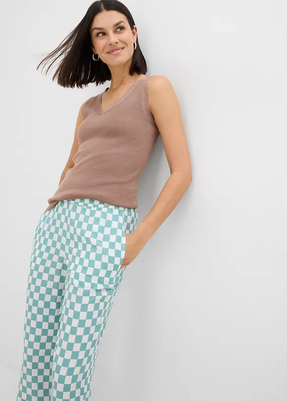 Pantaloni a palazzo a quadri in viscosa fluente, bonprix