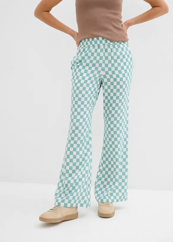 Pantaloni a palazzo a quadri in viscosa fluente, bonprix