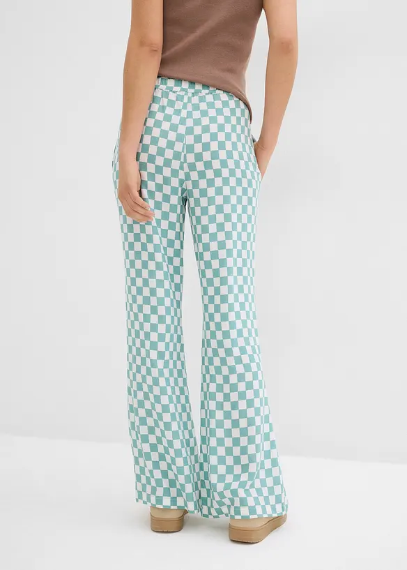 Pantaloni a palazzo a quadri in viscosa fluente, bonprix