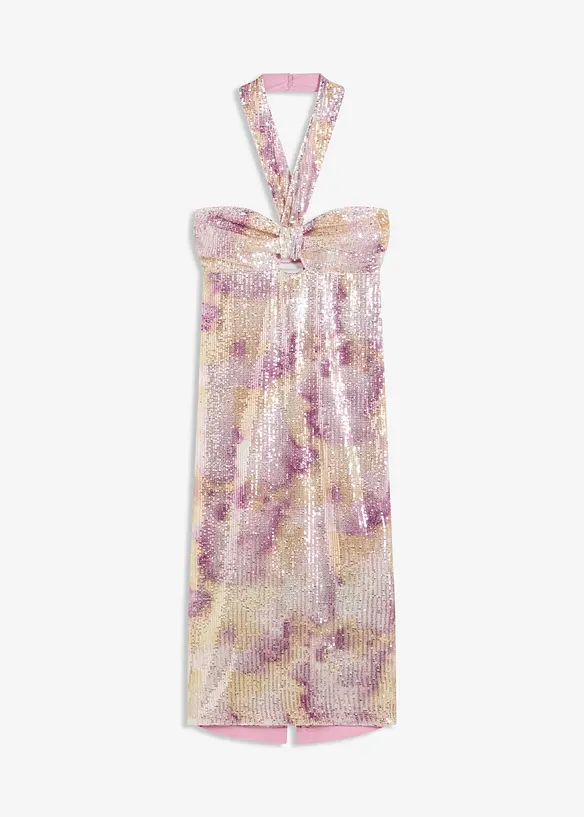 Abito con scollo all'americana e paillettes, bonprix