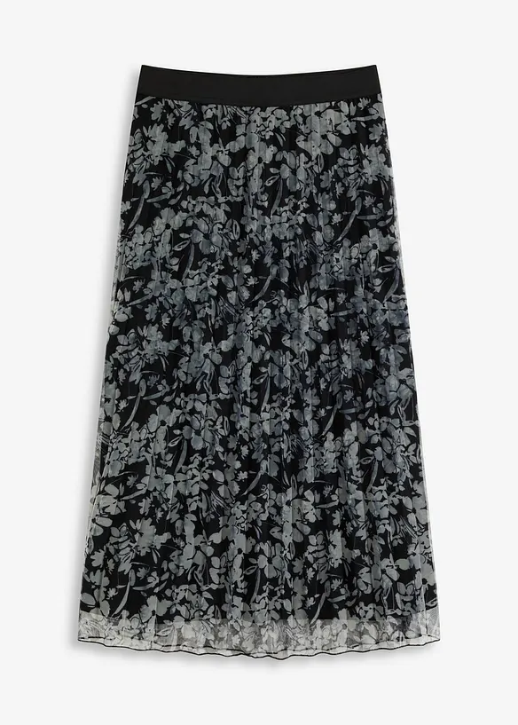 Gonna plissettata in jersey e mesh, bonprix