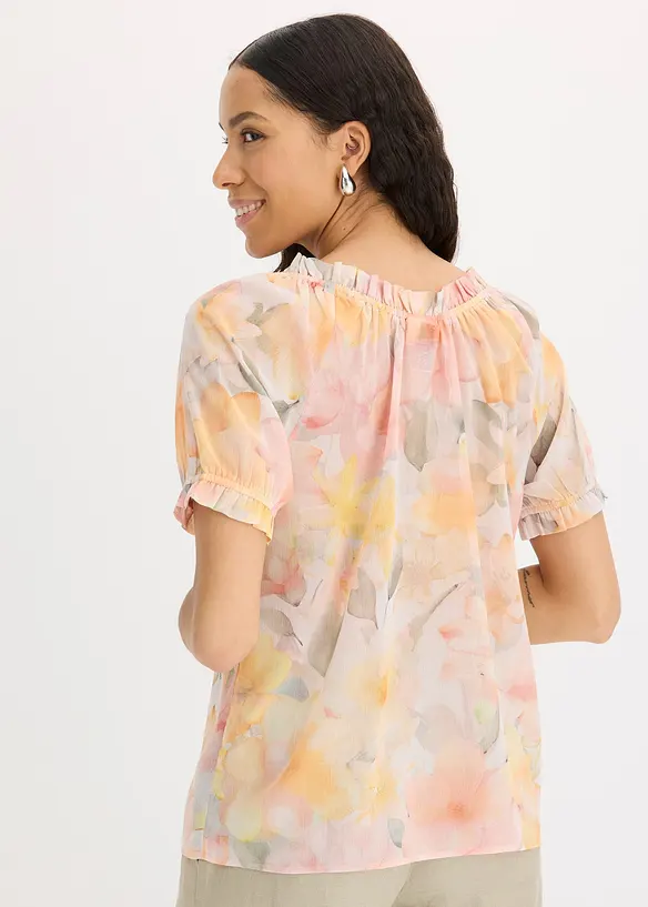 Blusa in chiffon con scollo ampio, bonprix
