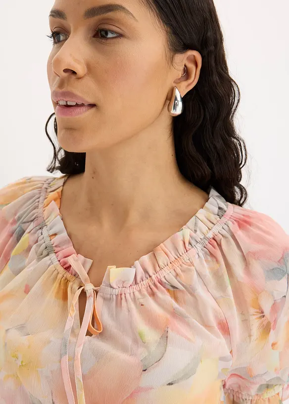 Blusa in chiffon con scollo ampio, bonprix